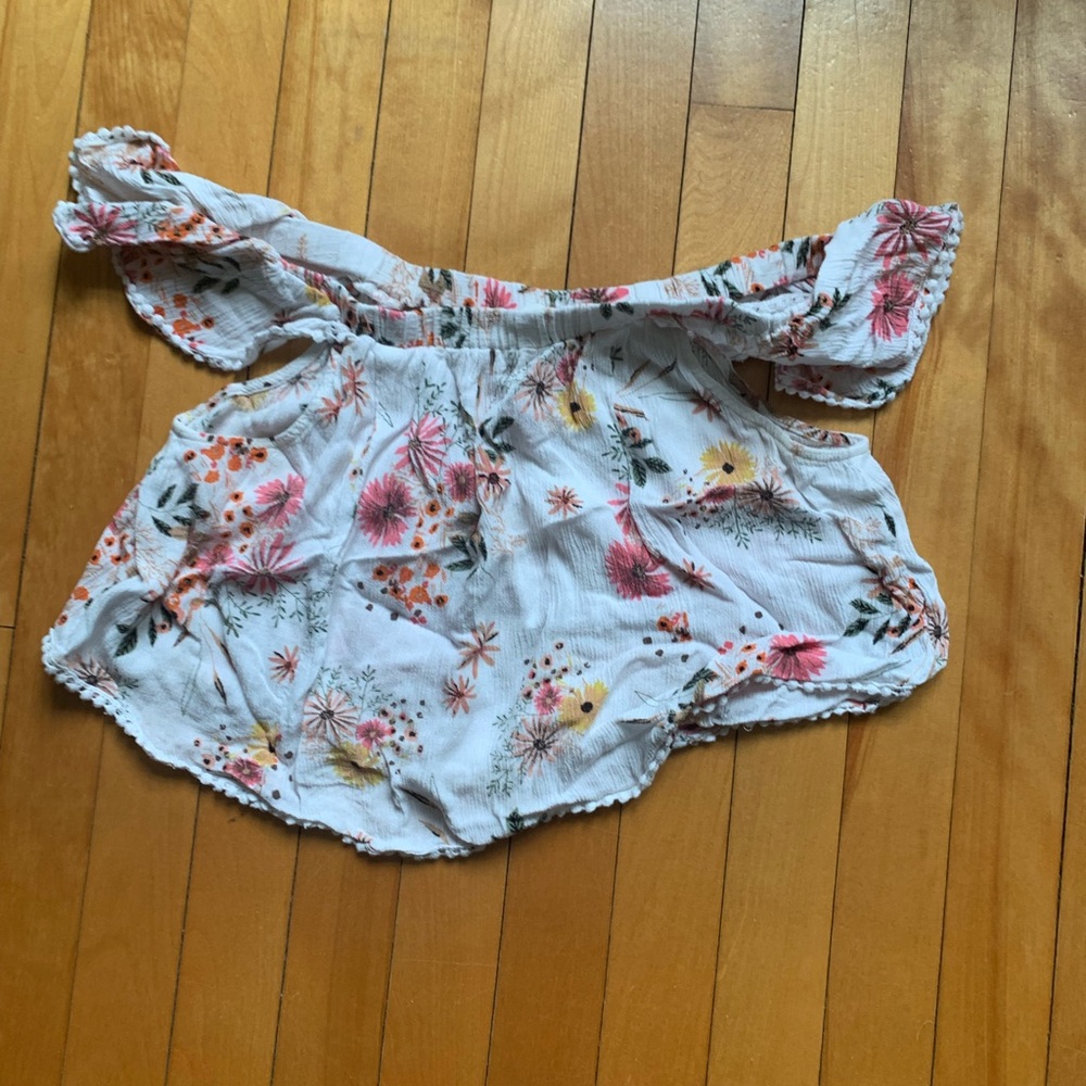 Floral Off-Shoulder Crop Top (small)